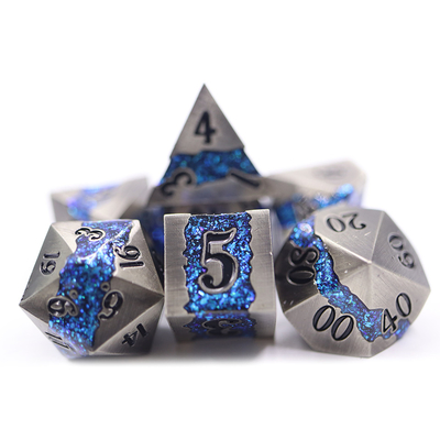 Hợp kim kẽm Kim loại RPG Dice Hand Sanded Chống mài mòn cho Bộ sưu tập