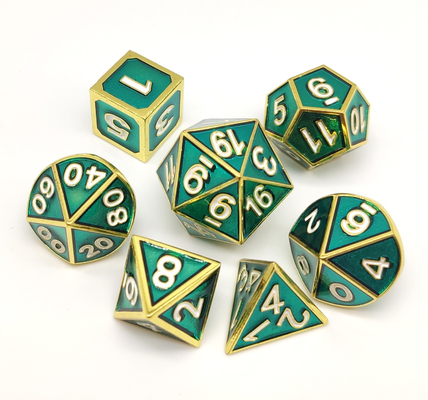 Polyhedron Green Metal RPG Dice Portable với hộp quà tặng tinh tế
