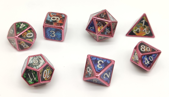 Nontoxic Luxury Metal RPG Dice 7 Piece Set Hand Pour Bền
