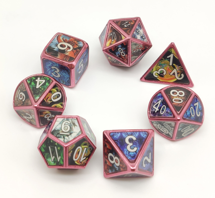 Nontoxic Luxury Metal RPG Dice 7 Piece Set Hand Pour Bền