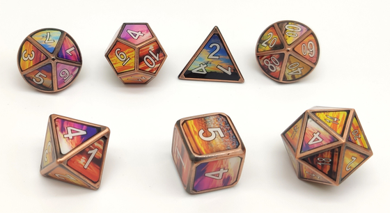 Antiwear Nontoxic Metal Dice RPG Chạm khắc tinh tế cho bộ sưu tập