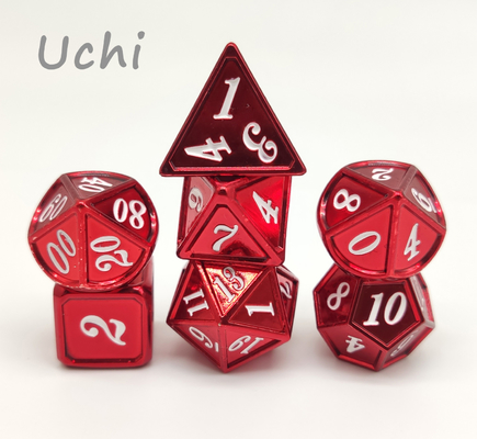 Gọn gàng Sharp Edges Metal RPG Dice 7 Piece Set Polyhedron Hand Poured