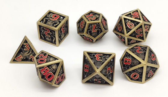 Hand Pouring Metal Polyhedral Dice Bộ 7 món đồ chống mài mòn không mùi