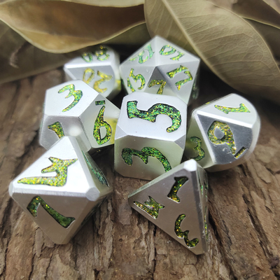 Hand Pouring Bề mặt mạ vàng RPG RPG Dice Set 7 chiếc Polyhedral