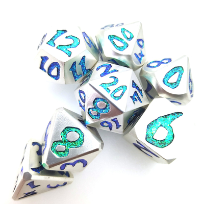 Made Dice Polyhedral Set Dice kim loại chạm khắc tinh tế Poker sang trọng