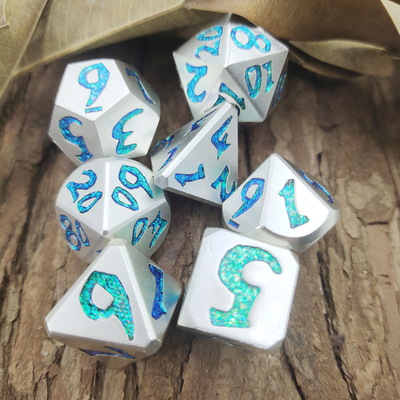 Xúc xắc thực tế Polyhedral Handmade Luxury Blue Trọng lượng nhẹ cho bộ sưu tập