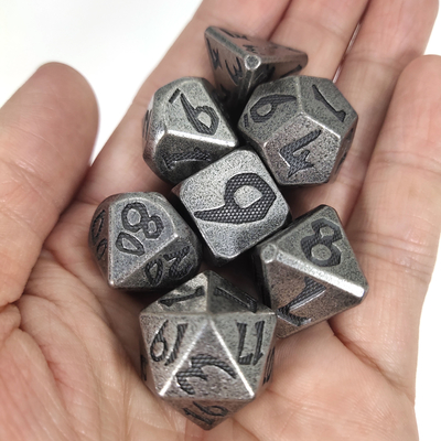 Bộ xúc xắc cho DND hoặc RPG Bộ xúc xắc Chạm khắc bằng tay Trọng lượng nhẹ Kim loại sang trọng