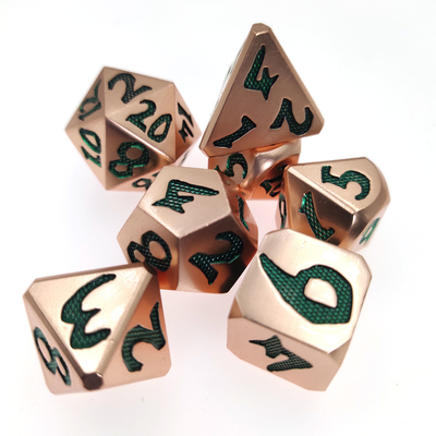Nhiều màu sắc Bộ xúc xắc Bộ đa diện Sharp Edge Metel Green Kim loại không độc hại cho trò chơi Rpg