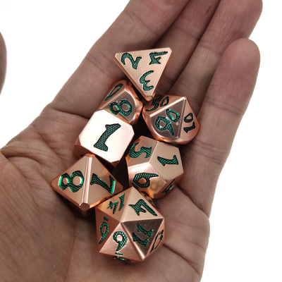 Nhiều màu sắc Bộ xúc xắc Bộ đa diện Sharp Edge Metel Green Kim loại không độc hại cho trò chơi Rpg
