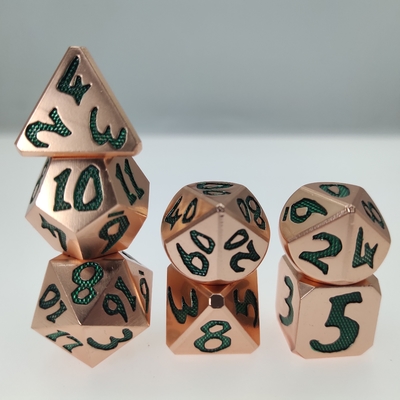 Nhiều màu sắc Bộ xúc xắc Bộ đa diện Sharp Edge Metel Green Kim loại không độc hại cho trò chơi Rpg