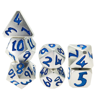 Bán buôn Glow Green Metal DND Dice 7 mảnh Xúc xắc đa diện không độc hại Bộ vật liệu màu xanh nhạt