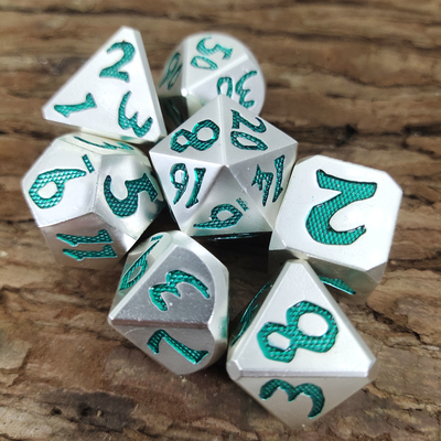 Edge Rpg Dice Rpg Dice Xúc xắc đa diện không mùi Kim loại nhẹ màu xanh lục sắc nét