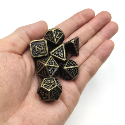 Bộ xúc xắc chơi game trên bàn Bộ kim loại chống mài mòn đa diện Mini Dice Kim loại chống mài mòn cho màu vàng