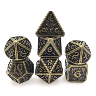 Bộ xúc xắc chơi game trên bàn Bộ kim loại chống mài mòn đa diện Mini Dice Kim loại chống mài mòn cho màu vàng