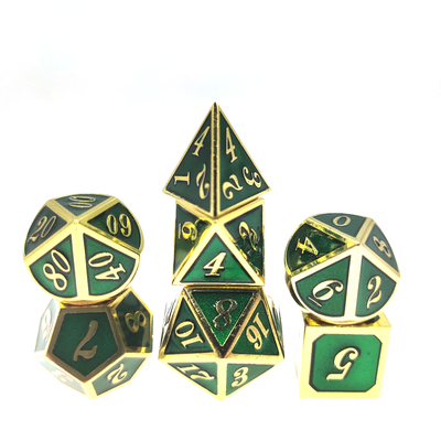 Bộ xúc xắc GST RPG Bộ di động Mini nhẹ chắc chắn cho bộ sưu tập Polyhedral Gilt Green