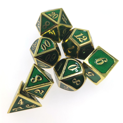 Bộ xúc xắc GST RPG Bộ di động Mini nhẹ chắc chắn cho bộ sưu tập Polyhedral Gilt Green