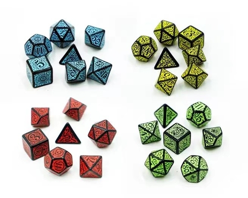 Trò chơi RPG thời trang Đặt xúc xắc 20mm Đen nền màu sắc