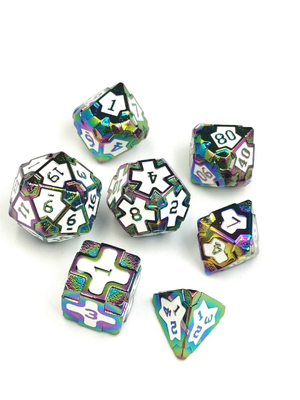 Baroque 7 Piece Polyhedral Gaming Dice Set Metal Sharp Edge Cho RPG