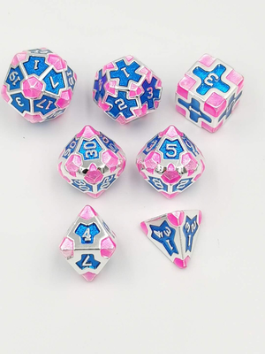 Baroque 7 Piece Polyhedral Gaming Dice Set Metal Sharp Edge Cho RPG