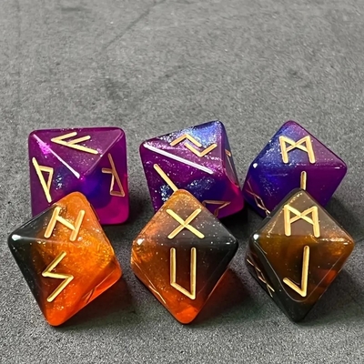 D8 Viking Runes Polyhedral Dice Of Labradorite Elder Futhark / Chơi Chơi Chơi