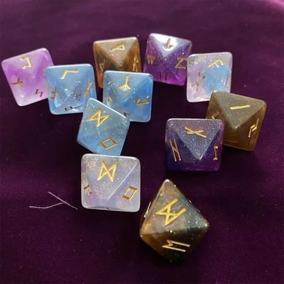 D8 Viking Runes Polyhedral Dice Of Labradorite Elder Futhark / Chơi Chơi Chơi