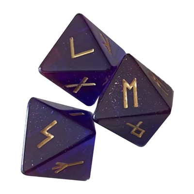 D8 Viking Runes Polyhedral Dice Of Labradorite Elder Futhark / Chơi Chơi Chơi