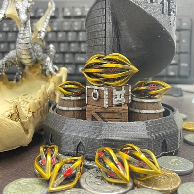 In 3D Cthulhu Hollow Metal Dice 7Piece Set Dragon And Dungeon DND RPG