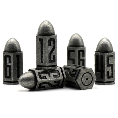 D6 Bullet Metal Dice Set 6 Pcs 6 mặt cho Dnd Dungeons Rpg Warhammer Shadowrun Dice