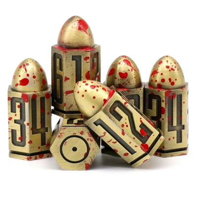 D6 Bullet Metal Dice Set 6 Pcs 6 mặt cho Dnd Dungeons Rpg Warhammer Shadowrun Dice