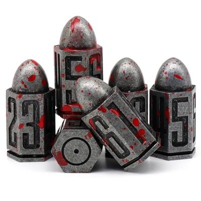 D6 Bullet Metal Dice Set 6 Pcs 6 mặt cho Dnd Dungeons Rpg Warhammer Shadowrun Dice