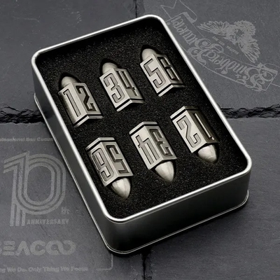 D6 Bullet Metal Dice Set 6 Pcs 6 mặt cho Dnd Dungeons Rpg Warhammer Shadowrun Dice