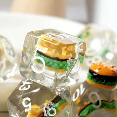 Custom Polyhedral DND Dice Set Hamburger Gaming Đối với RPG Role Playing Table Games