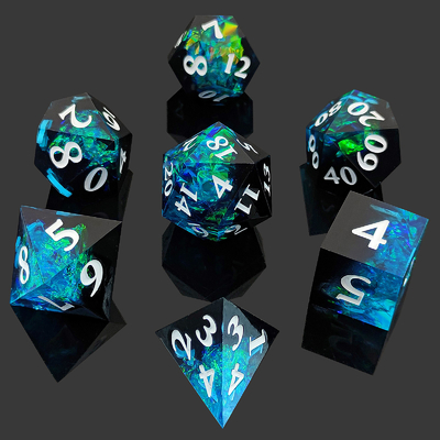 Hai màu tùy chỉnh DND RPG Dice Set D6 D20 7 Mold Polyhedron Set