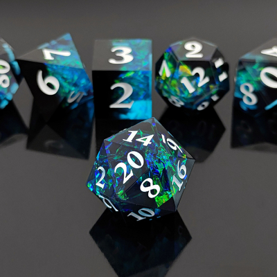 Hai màu tùy chỉnh DND RPG Dice Set D6 D20 7 Mold Polyhedron Set