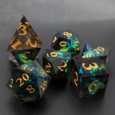 Hai màu tùy chỉnh DND RPG Dice Set D6 D20 7 Mold Polyhedron Set