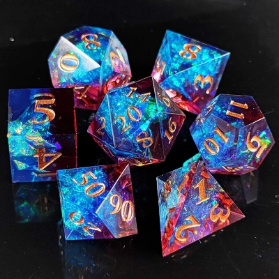 Multi Color Custom Resin Dice DND#RPG Đỏ Và Xanh Xanh