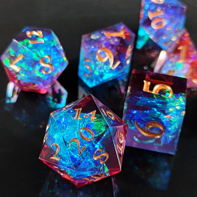 Multi Color Custom Resin Dice DND#RPG Đỏ Và Xanh Xanh