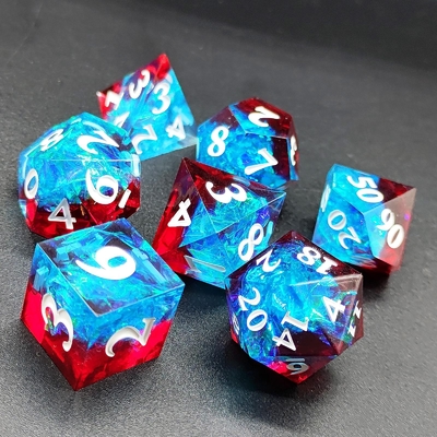Multi Color Custom Resin Dice DND#RPG Đỏ Và Xanh Xanh