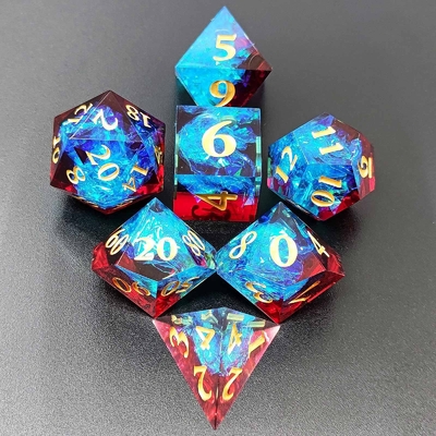 Multi Color Custom Resin Dice DND#RPG Đỏ Và Xanh Xanh