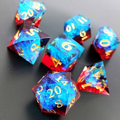Multi Color Custom Resin Dice DND#RPG Đỏ Và Xanh Xanh