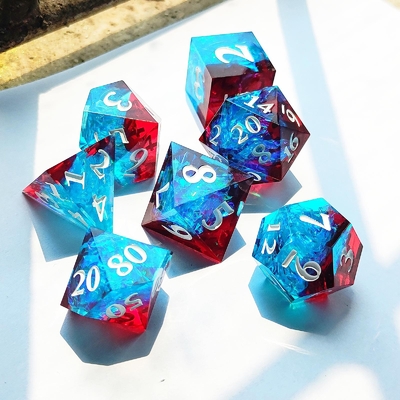 Multi Color Custom Resin Dice DND#RPG Đỏ Và Xanh Xanh