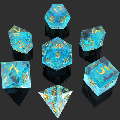 Multi Color Custom Resin Dice DND#RPG Đỏ Và Xanh Xanh