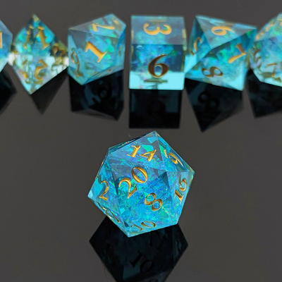 Multi Color Custom Resin Dice DND#RPG Đỏ Và Xanh Xanh