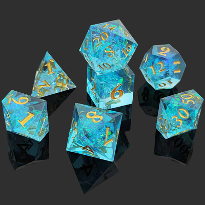 Multi Color Custom Resin Dice DND#RPG Đỏ Và Xanh Xanh