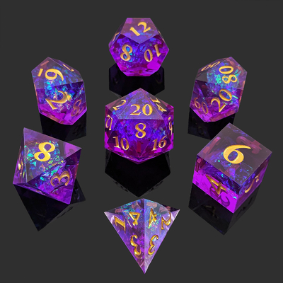 Đá nhựa màu tím 7PCS DND Dragon And Dungeon Polyhedron