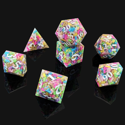 Rainbow Grain Resin Dice DND Trò chơi bảng COC Running Group TRPG Polyhedron D20