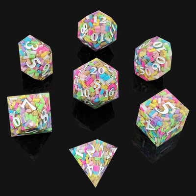 Rainbow Grain Resin Dice DND Trò chơi bảng COC Running Group TRPG Polyhedron D20