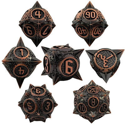 Retro Copper Meteor Hammer Metal Dice Dragon And Dungeon RPG D20