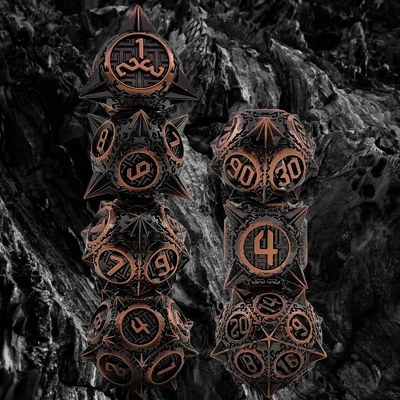 Retro Copper Meteor Hammer Metal Dice Dragon And Dungeon RPG D20
