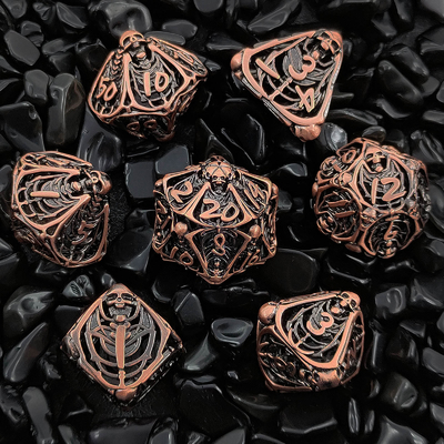 Skull Metal Hollow Dice Set DND Dungeons And Dragons Polyhedral RPG Hollow Digital